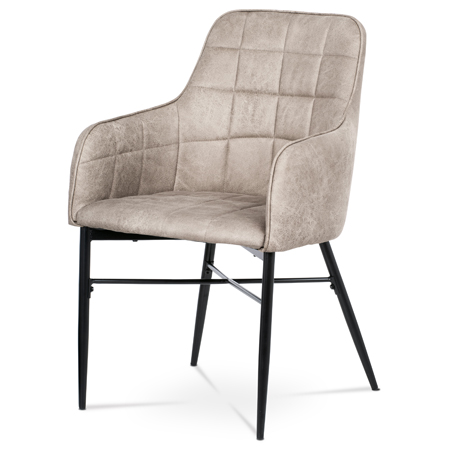 Jídelní židle, potah lanýžová látka v dekoru vintage kůže, kovová čtyřnohá podno AC-9990 LAN3