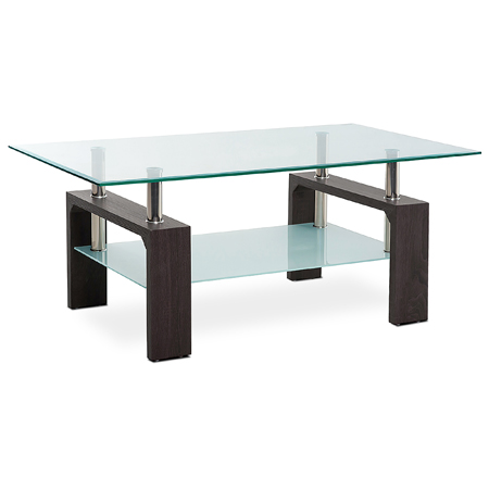 Konferenční stůl, čiré / mléčné sklo, MDF, 3D dekor přech AF-1020 WAL