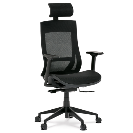 Kancelářská židle, černá látka, plastový kříž, výškově stavitelné područky, kolečka pro tvrdé podlahy KA-W002 BK