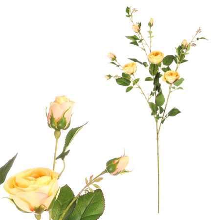 Růže s devíti květy - umělá květina, barva žlutá. KT7908 YEL