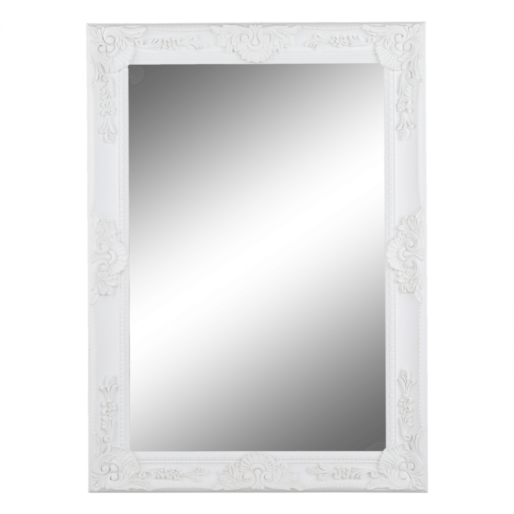 Zrcadlo, dřevěný rám bílé barvy, MALKIA TYP 9