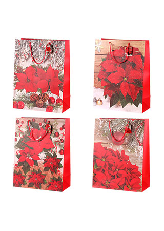 Taška dárková papírová, mix 4 druhů, cena za 1 kus, vánoční motiv SF35179