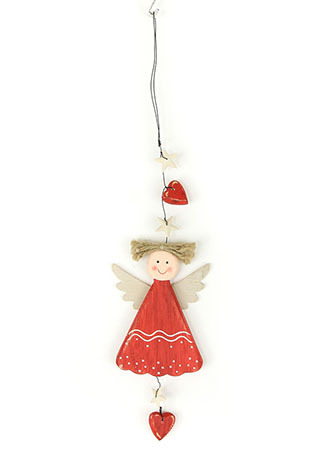 Andělka, závěsná dřevěná vánoční dekorace ZA8632