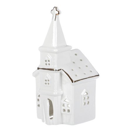 Kostel - svícen na čajovou či LED svíčku, porcelánový. ALA1210