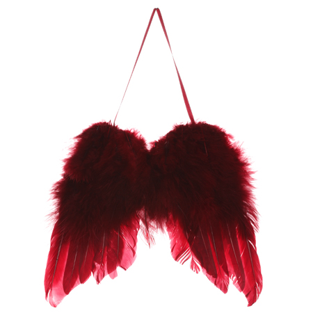 Andělská křídla z peří , barva červená, baleno 6 ks. Cena za 1 ks. AK6110-RED