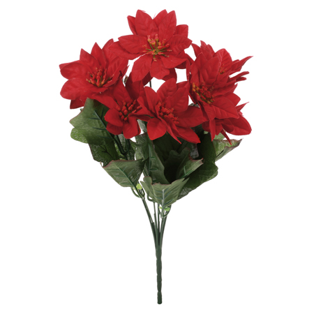 Puget vánočních růží, poinsécek červených (7hlav) . Květina umělá. UK-0030
