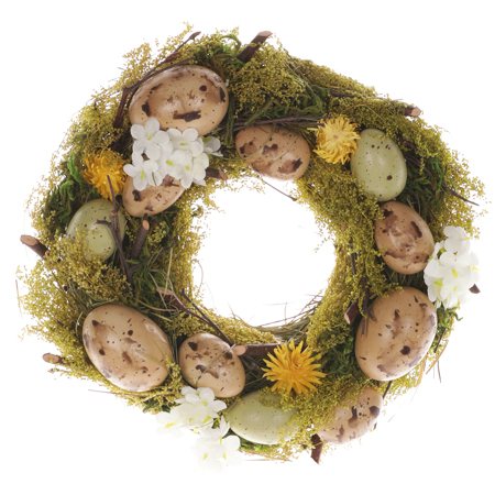 Věnec s proutím a umělými vajíčky, velikonoční dekorace PRZ3315