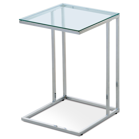 Přístavný stolek 40x40x60 cm, skleněná deska, kovová chromovaná ponož 84056-06 CR