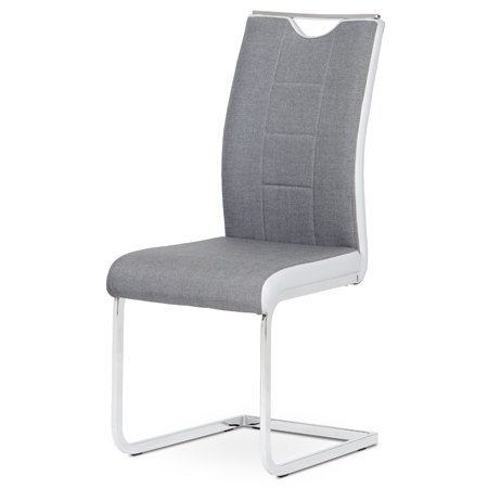 Jídelní židle chrom / šedá látka + bílá koženka DCL-410 GREY2