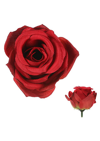 Růže, barva červená, Květina umělá vazbová. Cena za balení 12 kusů KUM3312-RED