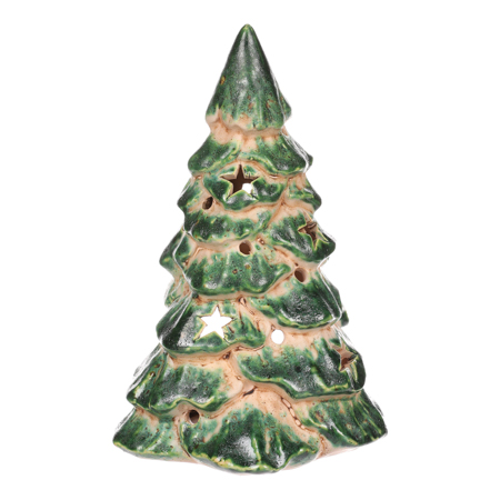 Stromek zelený - svícen na čajovou svíčku, keramika KEK9456