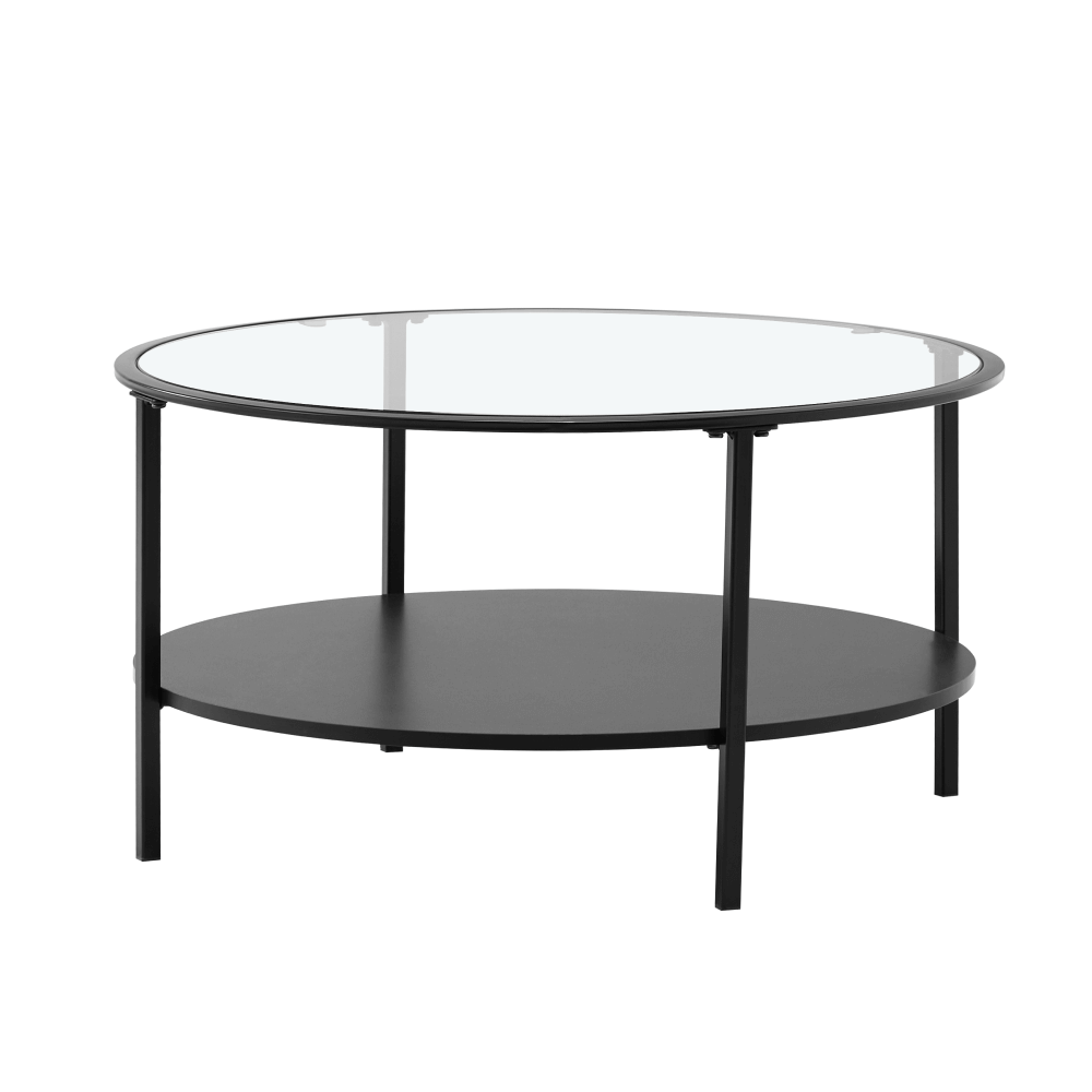 Konferenční stolek, černá/sklo/kov, PARLAN