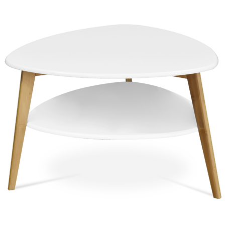 Stůl konferenční 78x77x50 cm, MDF bílá deska, nohy bambus přírodní odstín AF-1192 WT