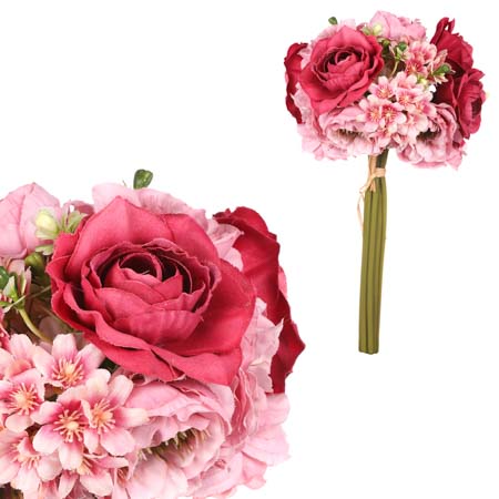 Růže a čemeřice v pugetu, fialová barva. KUM3432 LILA