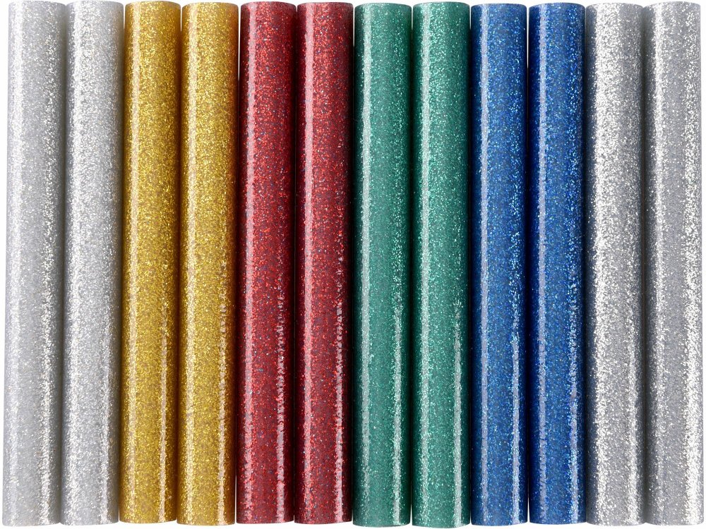 Tyčinky tavné, mix barev se třpytem (glitter), pr.11x100mm, 12ks EXTOL-CRAFT