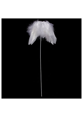 Andělská křídla z peří -zápich, barva bílá, baleno 12 ks,cena za 1ks AK6105-WH