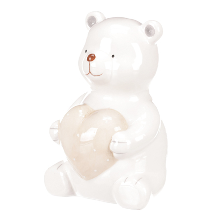 Medvídek keramický, držící srdce. KER415-L