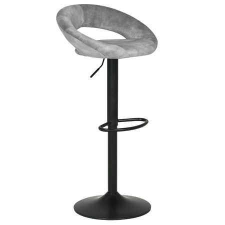 Židle barová, šedá sametová látka, černá podnož AUB-822 GREY4