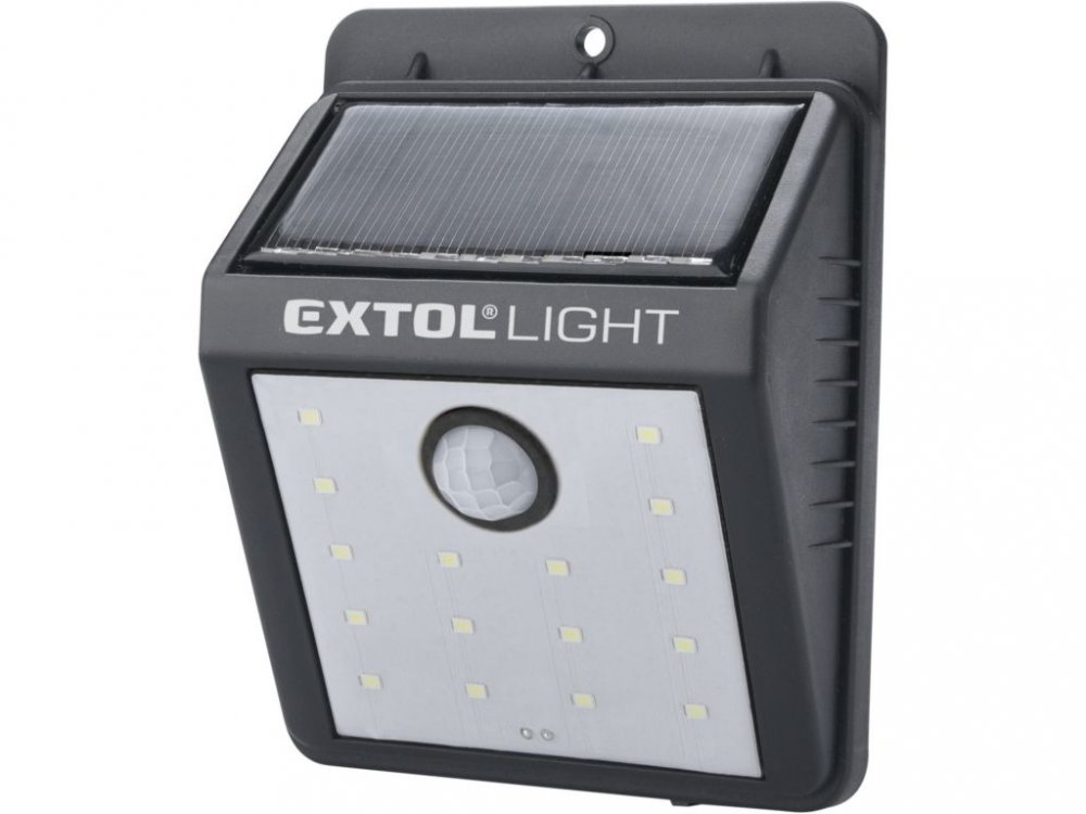 EXTOL světlo nástěnné s pohybovým čidlem, 120lm, solární nabíjení (43130)