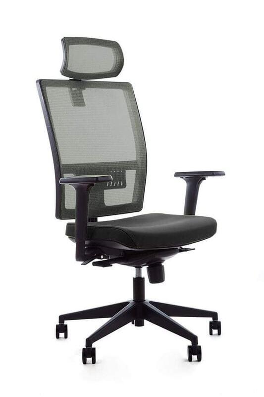 Emagra kancelářská židle M1 s opěrkou hlavy a područkami, šedá