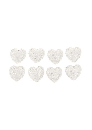 Srdce bílé z polyresinu zdobené na nalepení, 8 ks v krabičce, cena z krabičku FP8062