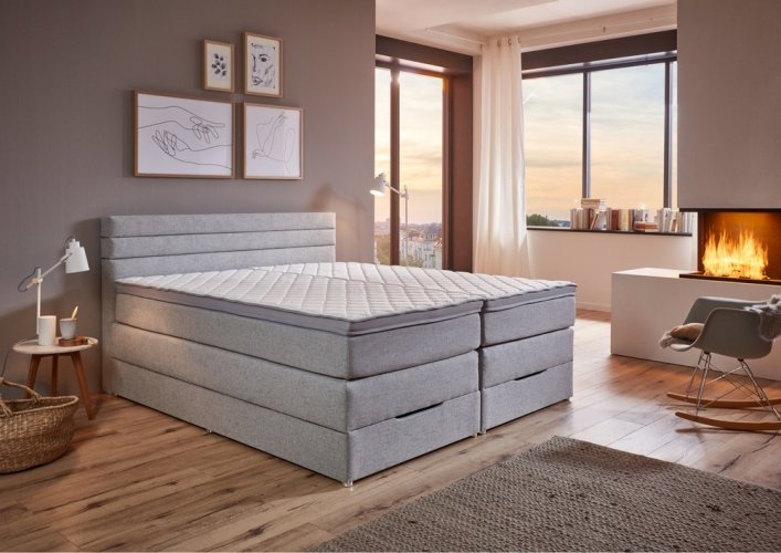 Kontinentální postel BOXSPRING VERNON BX1920 180x200 cm - šedá