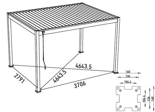 Bioklimatická pergola INTRO PLUS 4x3 m, hliník - volně stojící