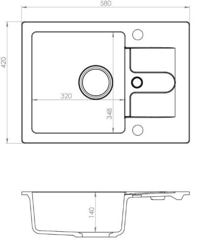 CORTINA 10  91- černá  (580x420mm) + pop-up sifon