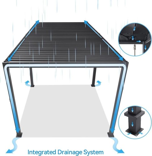 Bioklimatická pergola INTRO PLUS 6x3 m, hliník -  volně stojící