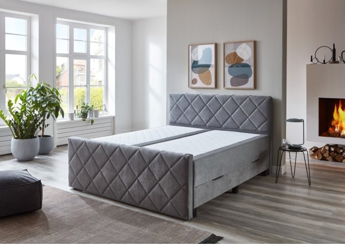 Kontinentální postel BOXSPRING CHESTER BX2200 180x200 cm - šedá