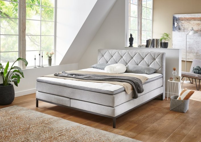 Kontinentální postel BOXSPRING ROCKAWAY BX2180 180x200 cm - světle šedá