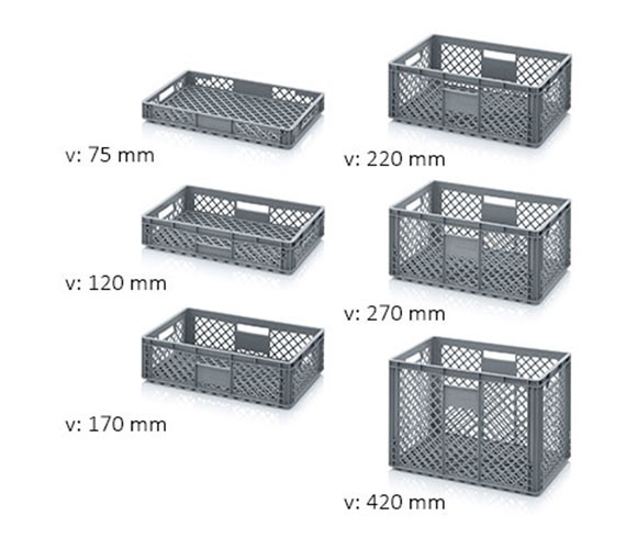 Plastová euro přepravka 600x400 (EO 64) perforovaná, 75 mm