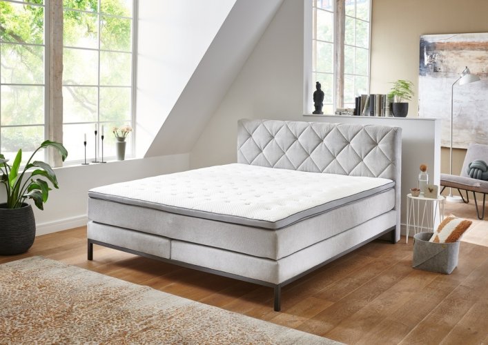 Kontinentální postel BOXSPRING ROCKAWAY BX2180 160x200 cm - světle šedá