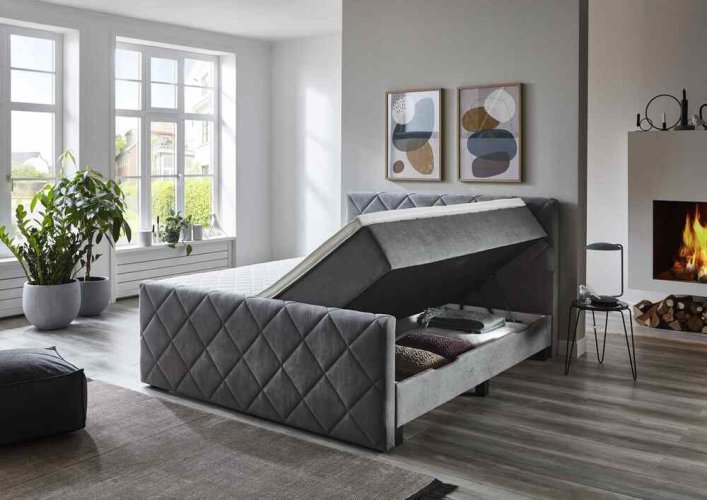 Kontinentální postel BOXSPRING CHESTER BX2200 180x200 cm - šedá