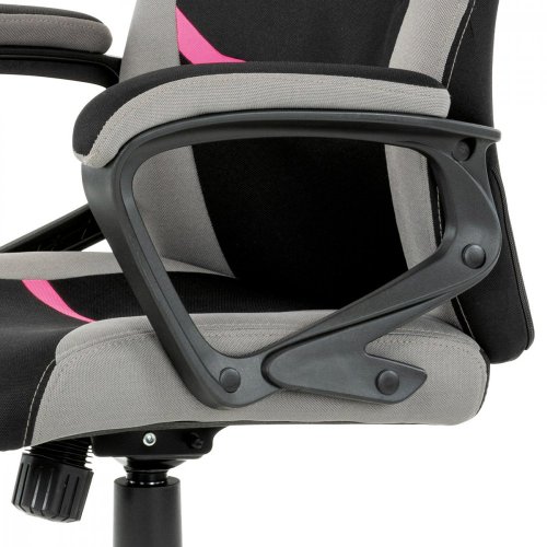 Kancelářská a herní židle, potah růžová, šedá a černá látka, houpací mechanismus KA-L611 PINK