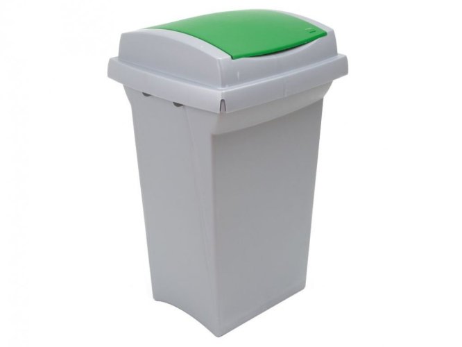 Odpadkový koš na tříděný odpad RECYCLING 50 l, šedá nádoba, modré víko