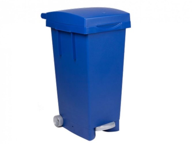 Pedálový odpadkový koš na tříděný odpad BIGTATA 80 l, modrá