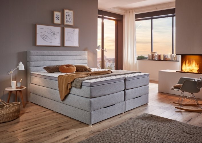 Kontinentální postel BOXSPRING VERNON BX1920 180x200 cm - šedá