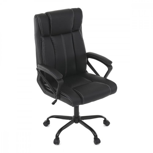 Židle kancelářská, černá ekokůže, kovový kříž KA-Y386 BK