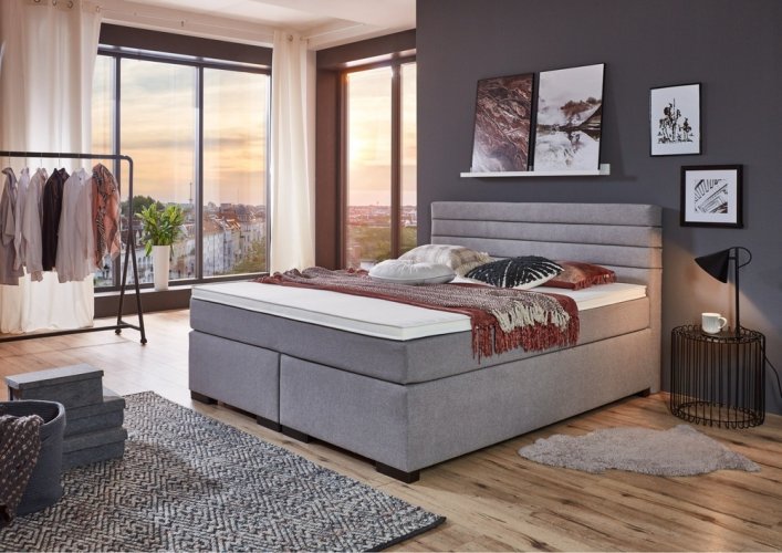 Kontinentální postel BOXSPRING KOKOMO BX1750 180x200 cm - šedá