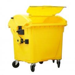 Plastový kontejner 1100 l víko ve víku, žlutý