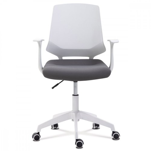 Kancelářská židle, sedák šedá látka, bílý PP plast, výškově nastavitelná KA-R202 GREY