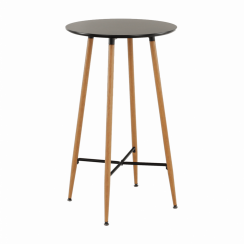 Barový stůl, černá/dub, průměr 60 cm, IMAM