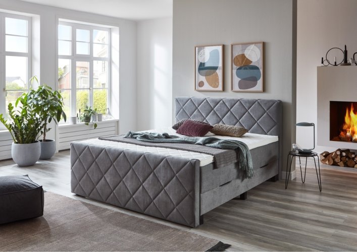 Kontinentální postel BOXSPRING CHESTER BX2200 180x200 cm - šedá