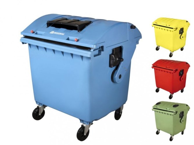 Plastový kontejner 1100 l na tříděný sběr, různé barvy, modrá,design S