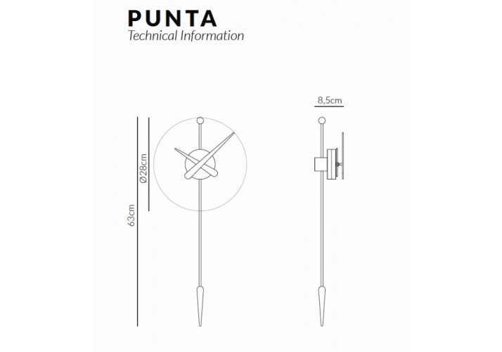 Designové nástěnné hodiny Nomon Punta BW 63cm