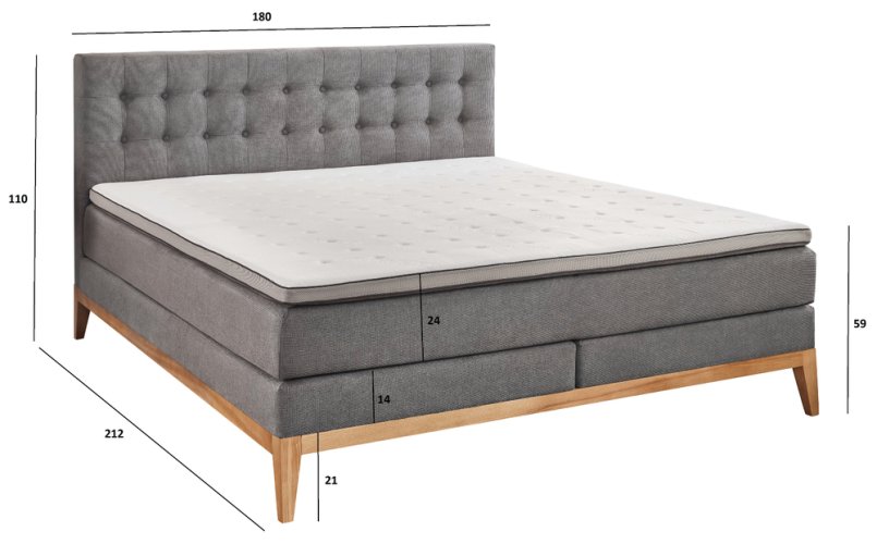 Kontinentální postel BOXSPRING WESTWOOD BX2290 180x200 cm - tmavě šedá