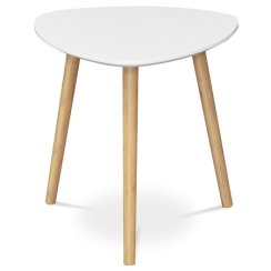 Stůl konferenční 40x40x40 cm, MDF bílá deska, nohy bambus přírodní AF-1132 WT
