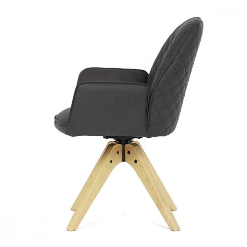Židle jídelní s područkami, černá látka, nohy z jasanu, otočná P90°+ L 90° s vratným mechanismem - funkce reset HC-539 BK3