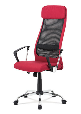 Kancelářská židle, bordó látka a černá síťovina MESH, houpací mech., kovový kříž KA-V206 BOR